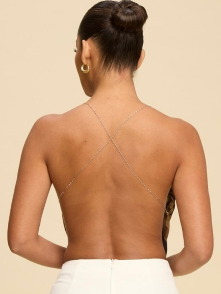 Leopard Chain Cowl Top