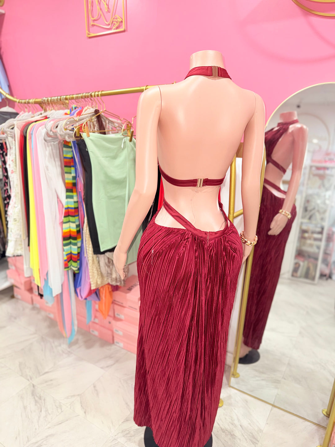 Fiji Cutout Maxi Dress (Burgundy)