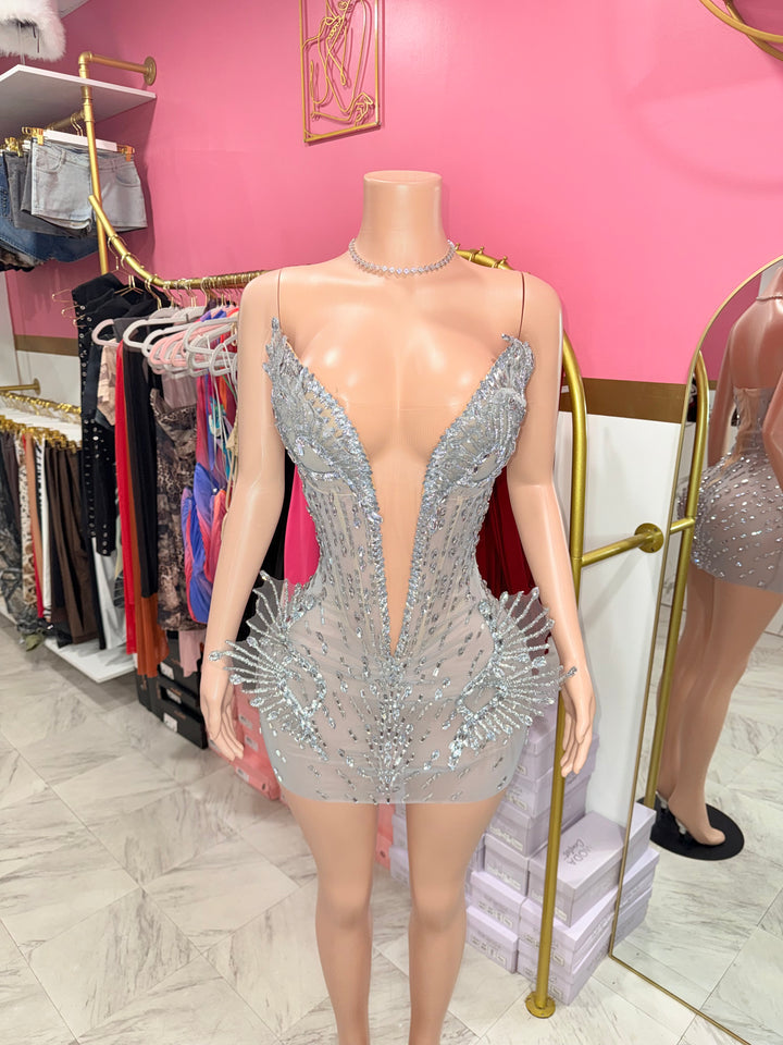 Glitz Rhinestone Mini Dress