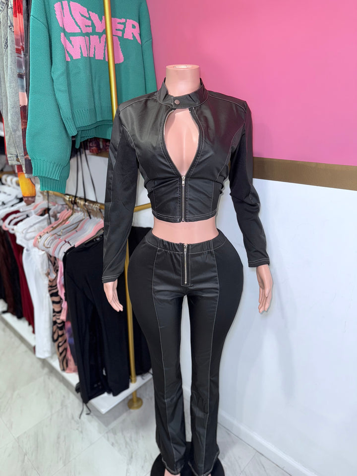 Midnight Leather Pants Set