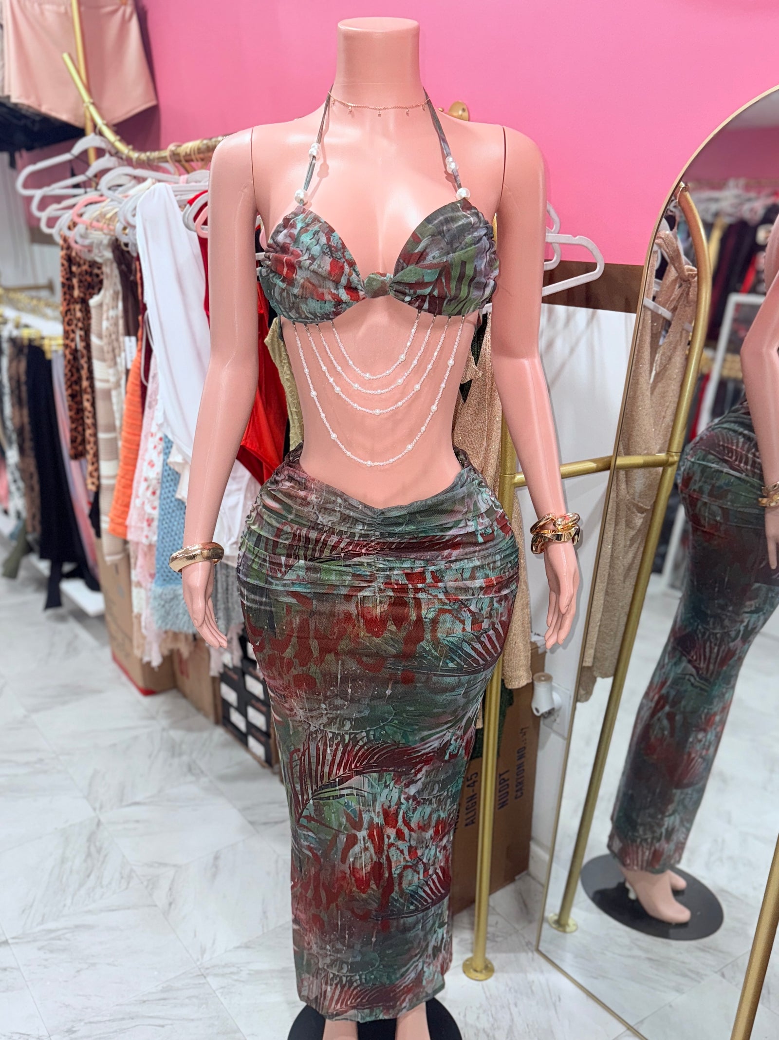 Venice Ruched Maxi Skirt Set