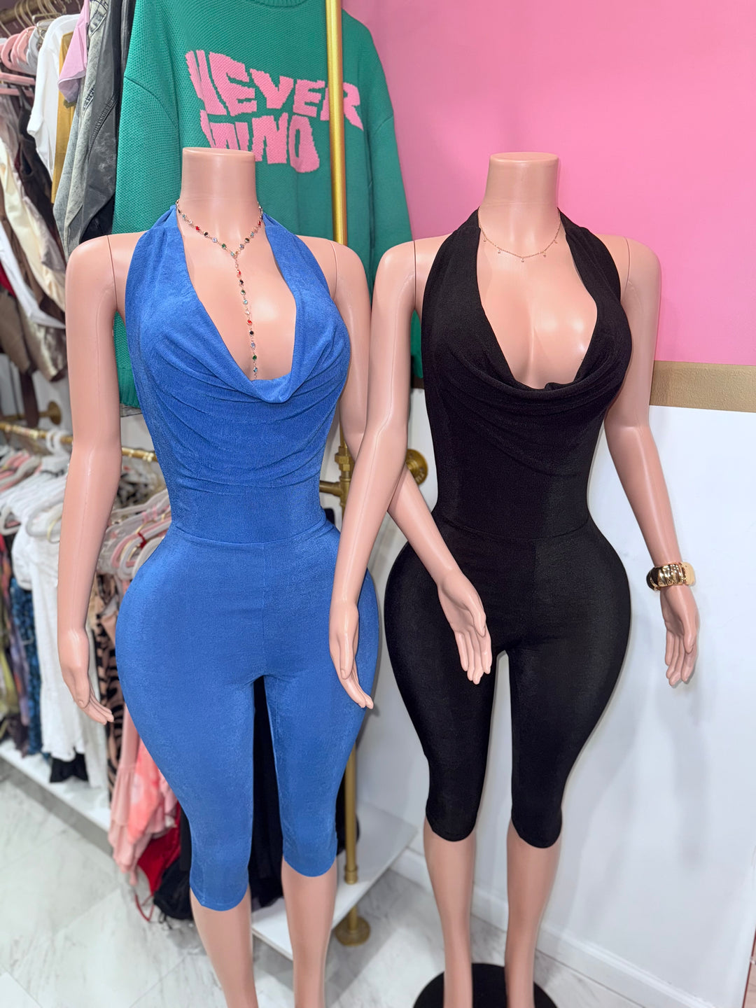 Velvet Cowl Capri Jumpsuit