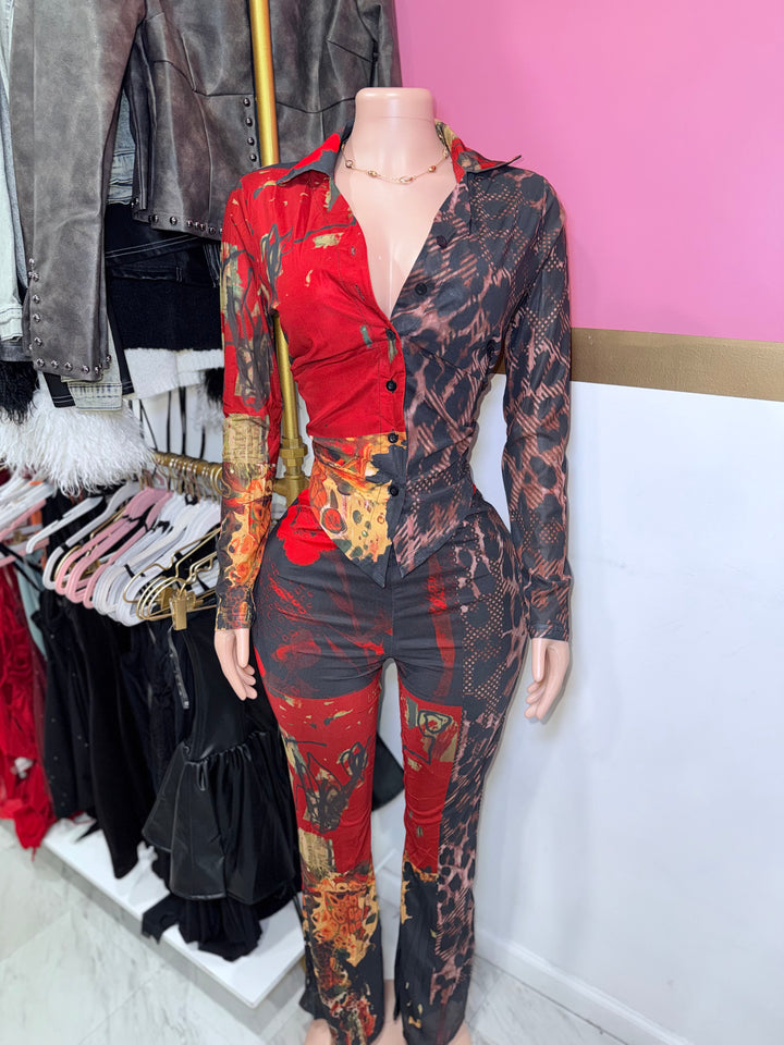 Scarlet Safari Pants Set