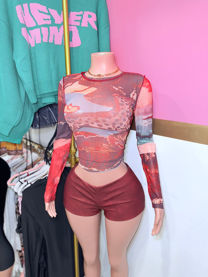 Fiery Mesh Top