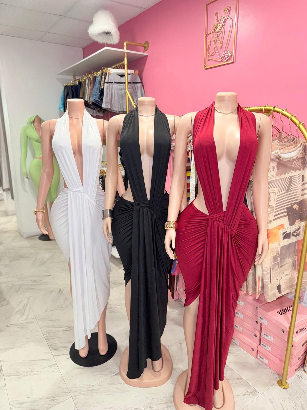 Vienna Deep V Maxi Dress