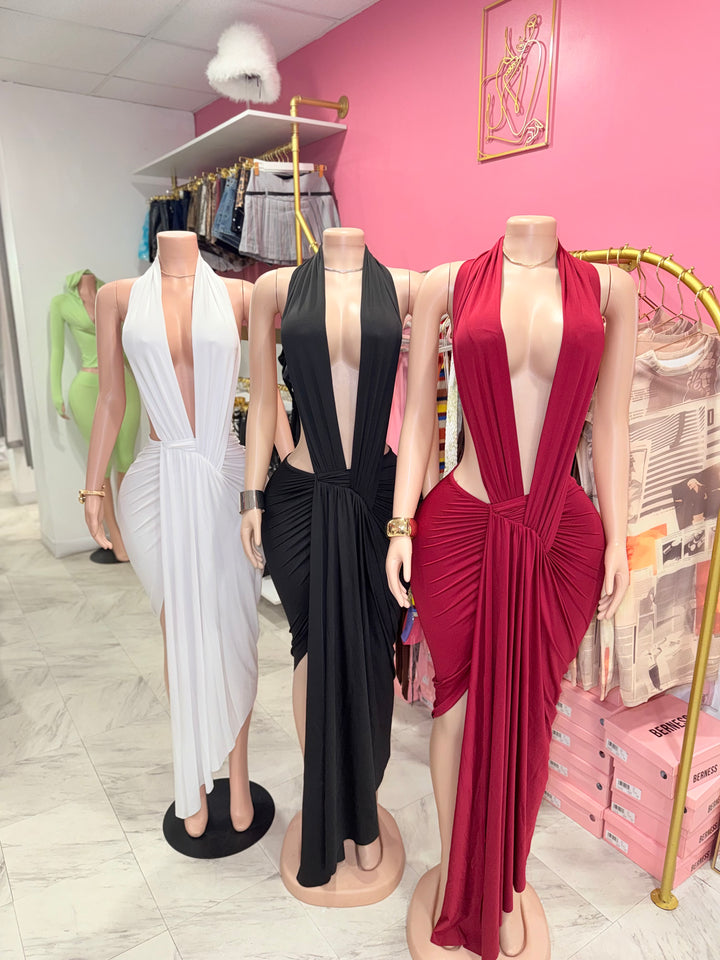 Vienna Deep V Maxi Dress