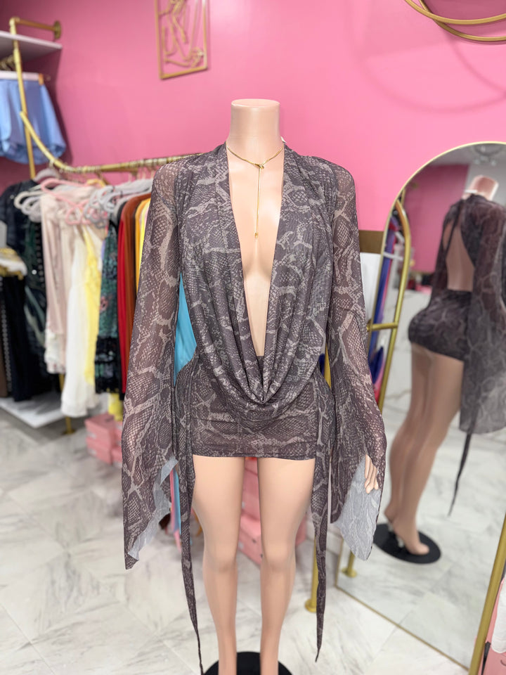 Python Mesh Cowl Dress