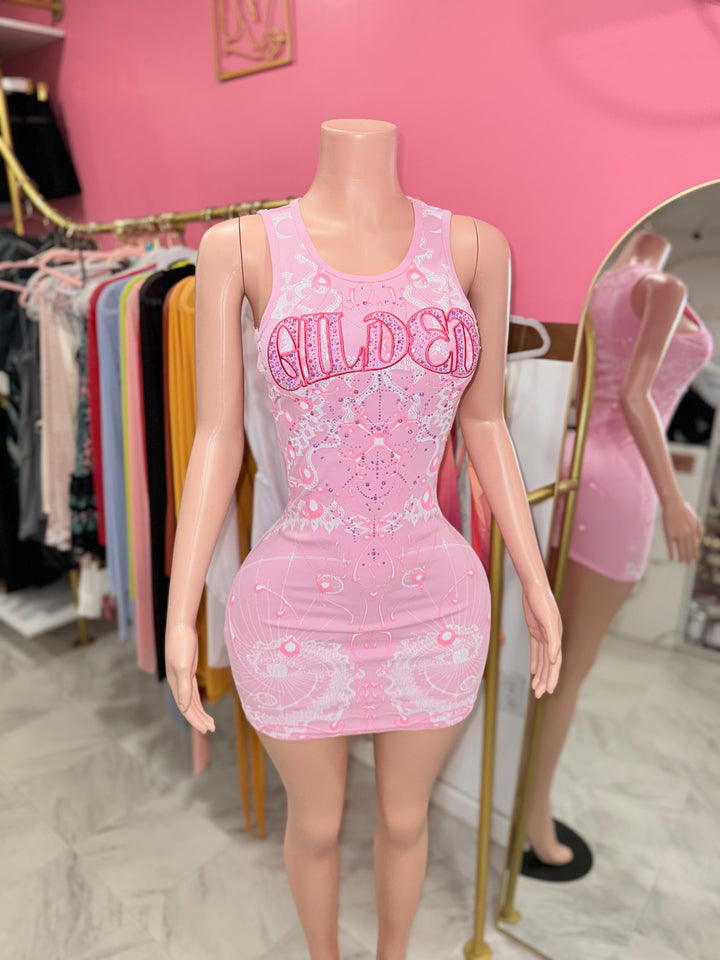 Gilded Rhinestone Tank Dress