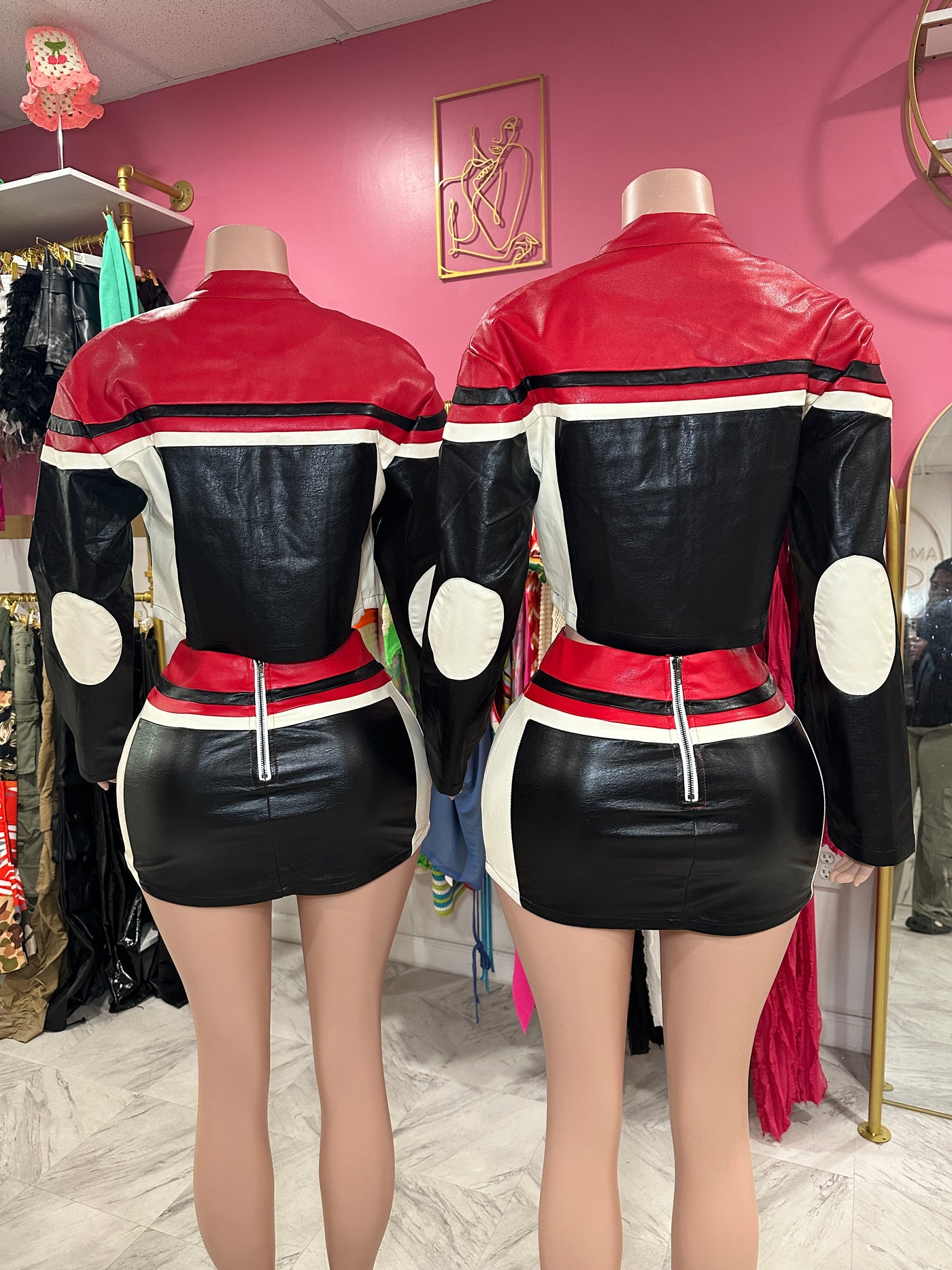 Moto Leather Skirt Set