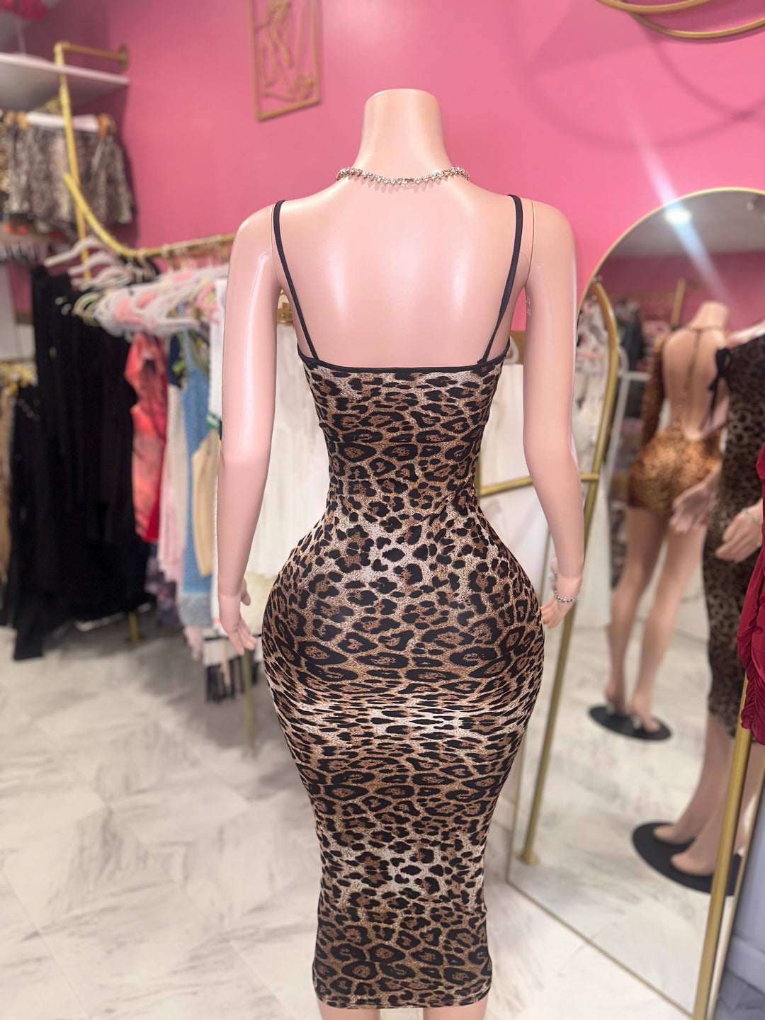 Feline Leopard Midi Dress