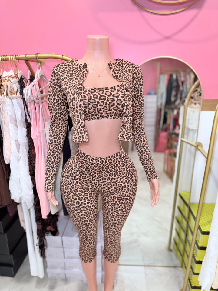 Leopard 3Pcs Capri Set