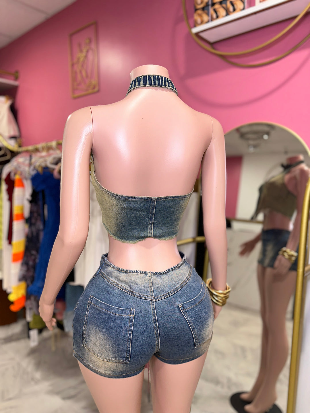 Vintage Halter Denim Top