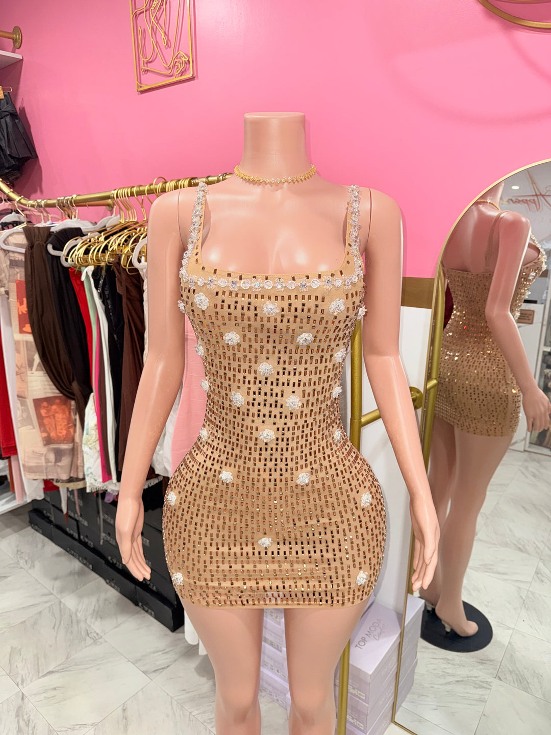 Elegance Rhinestone Mini Dress