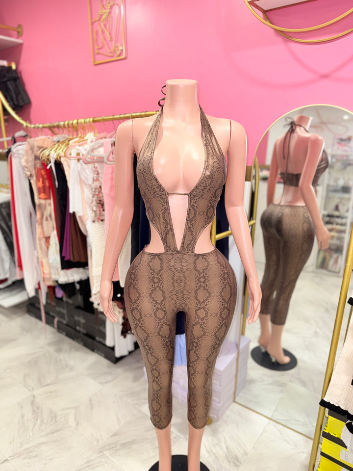 Boa Cutout Capri Jumpsuit