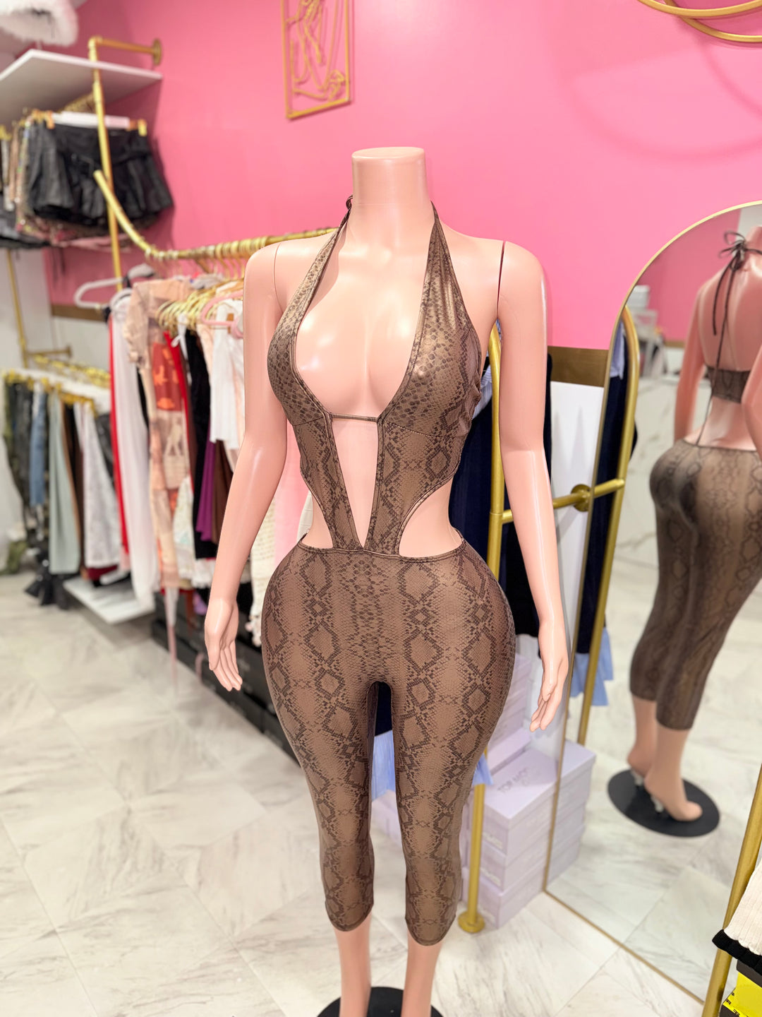 Boa Cutout Capri Jumpsuit