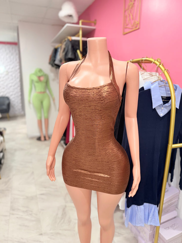 Metallic Foil Bandage Dress
