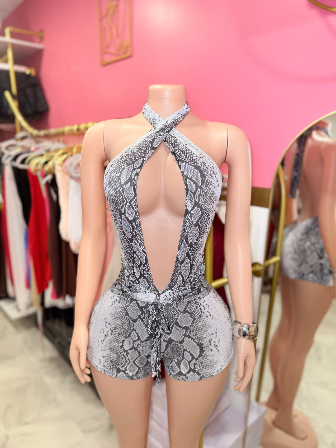Jade Snakeskin Romper