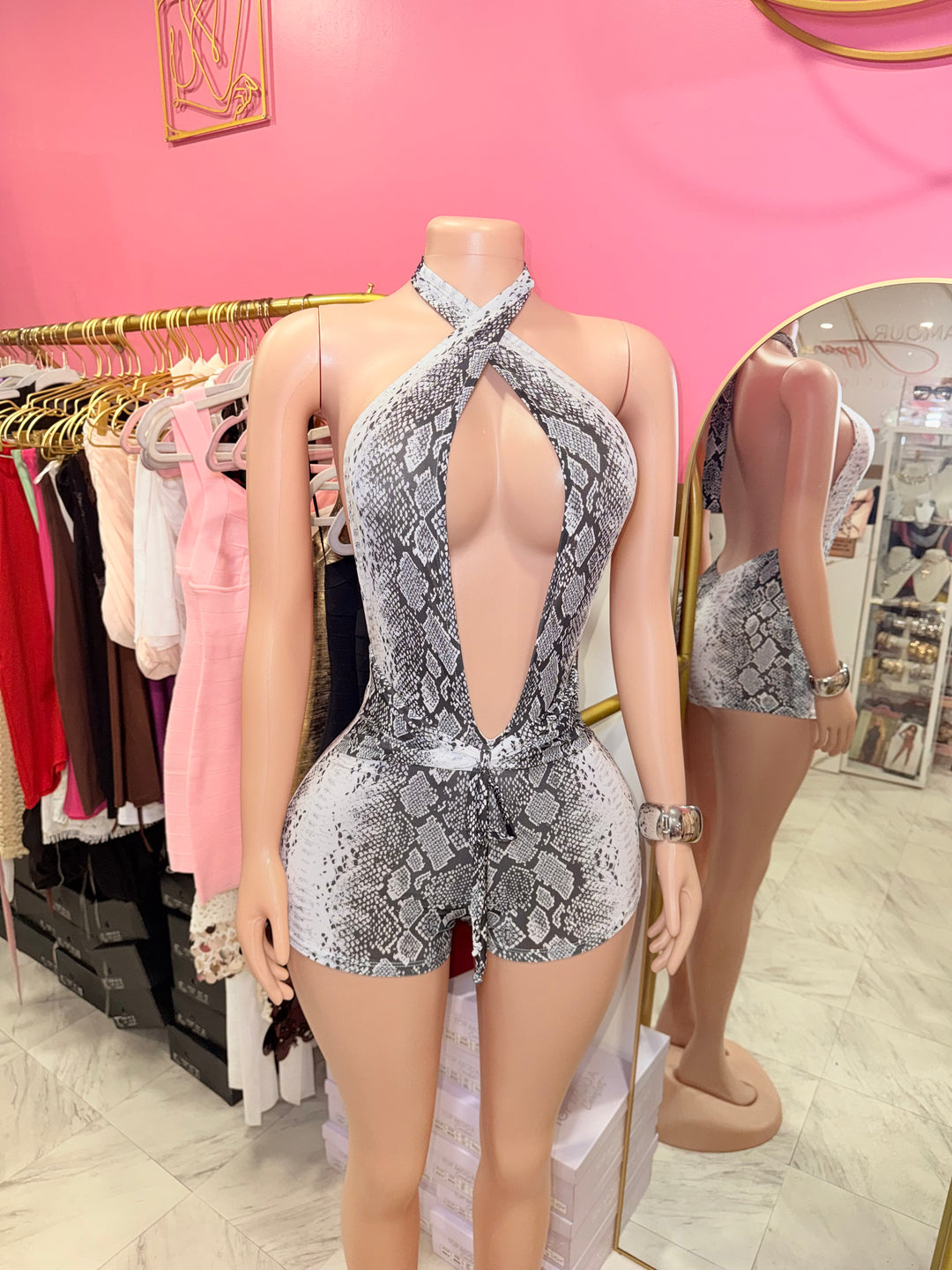 Jade Snakeskin Romper