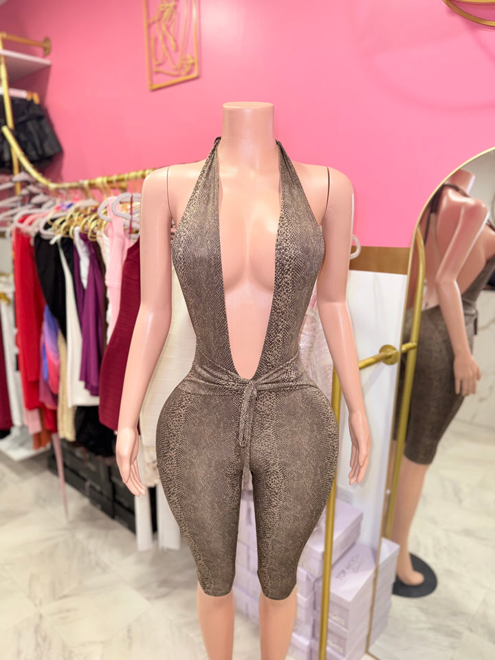 Safiya Snakeskin Capri Jumpsuit
