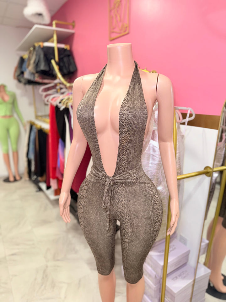 Safiya Snakeskin Capri Jumpsuit