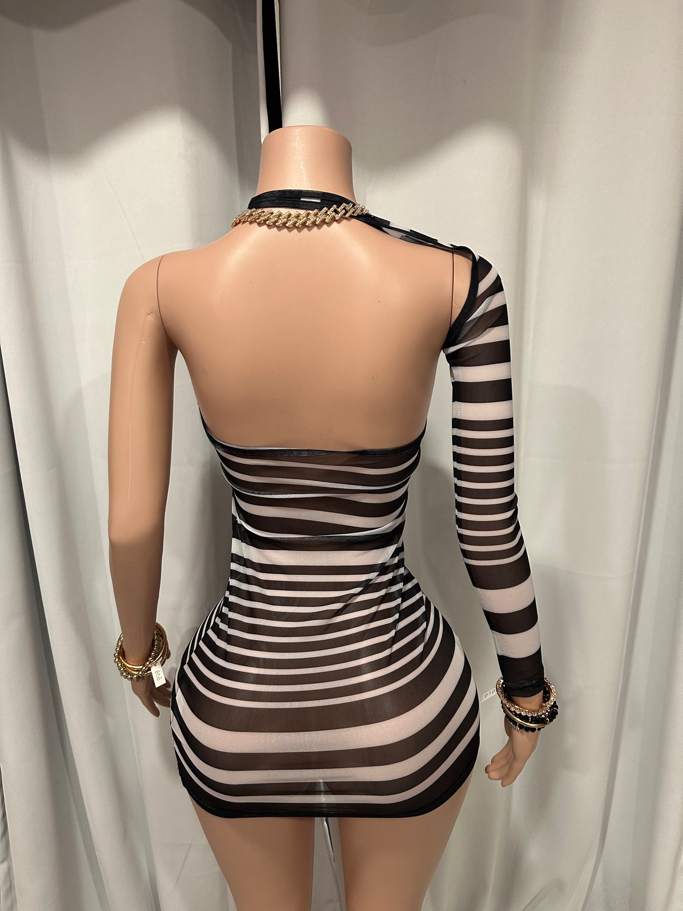 Striped Mesh Dress