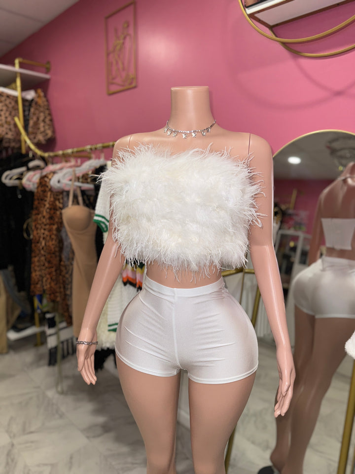 Feather Short Set (White)