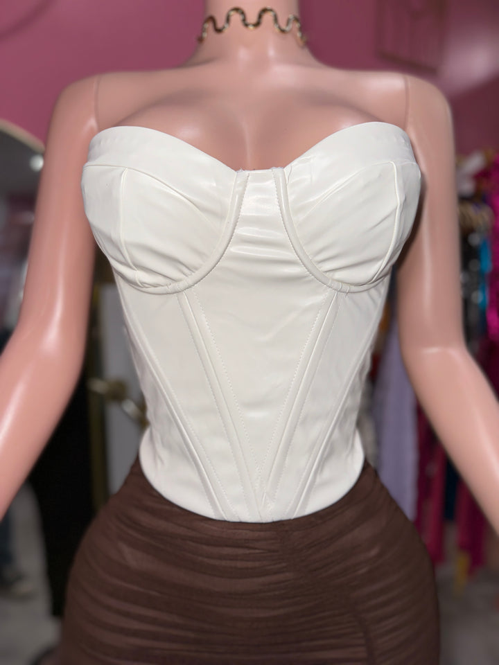 Faux Leather Bustier Corset