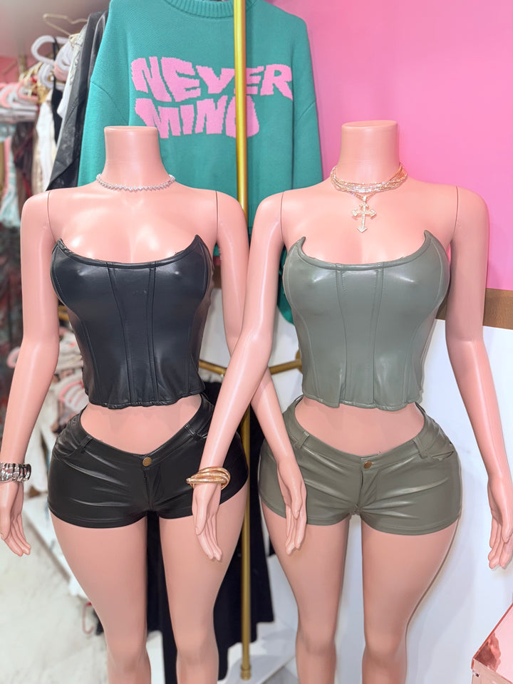 Hottie Leather Short Set