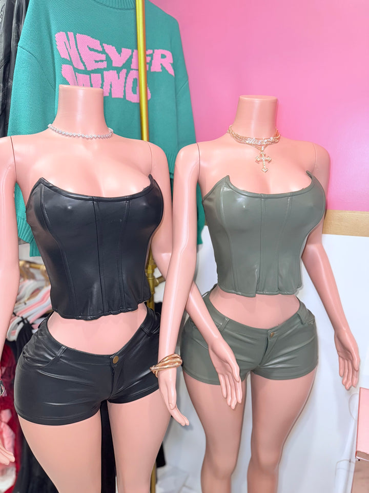 Hottie Leather Short Set