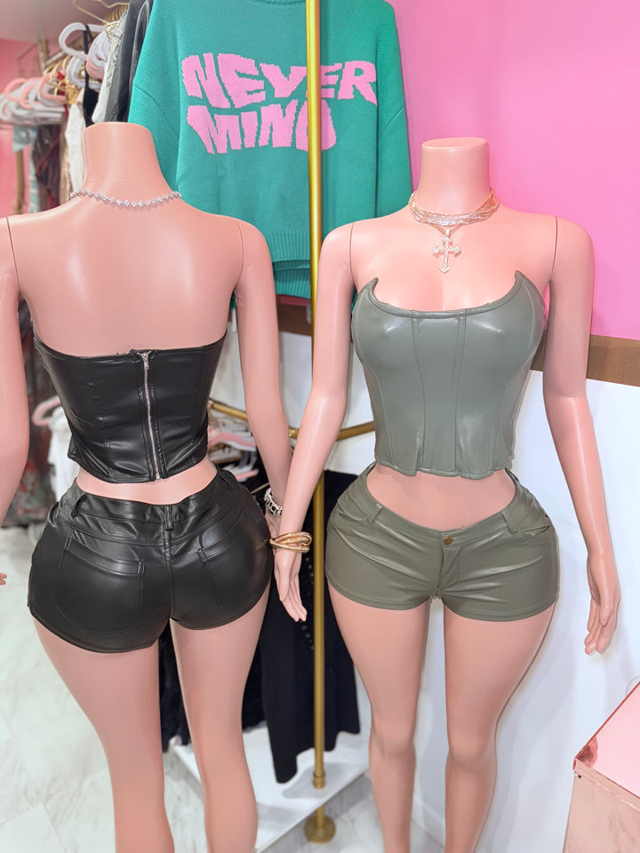 Hottie Leather Short Set