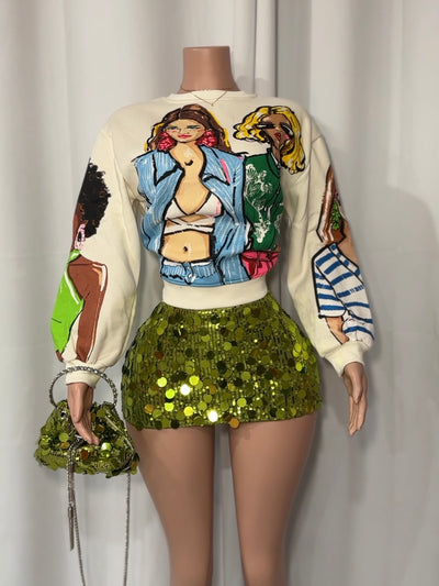 Sequins & Glitter Mini Skirt