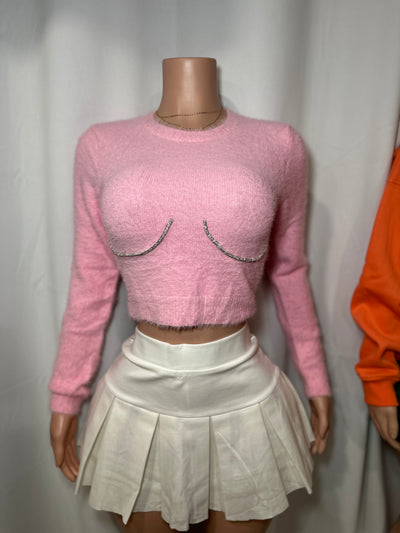 Pink Fuzzy Knit Top