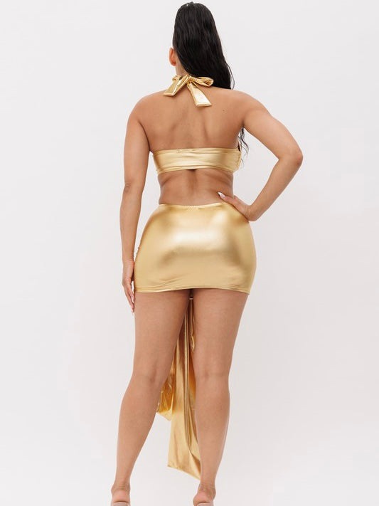 Poster Girl Skirt Set Gold