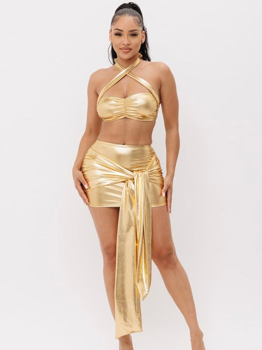 Poster Girl Skirt Set Gold