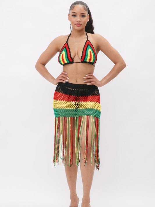 Rasta Crochet Skirt Set