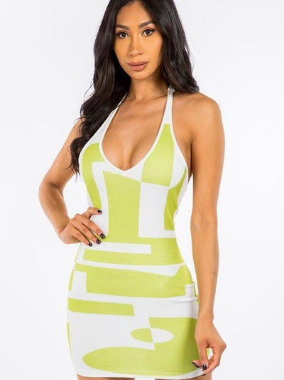Lime Ribbed Mini Dress