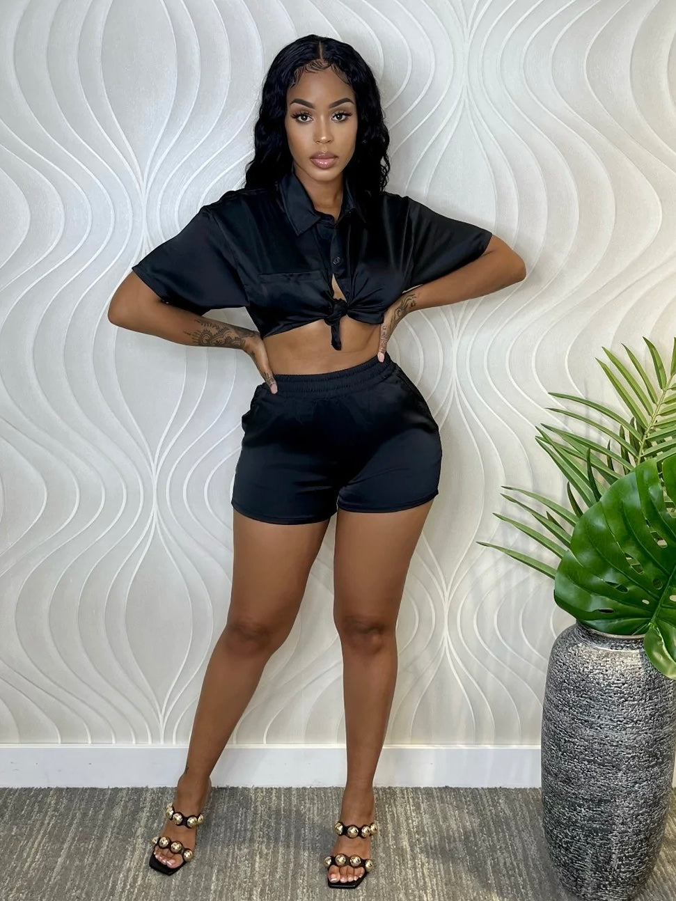 Satin Short Sleeve Set